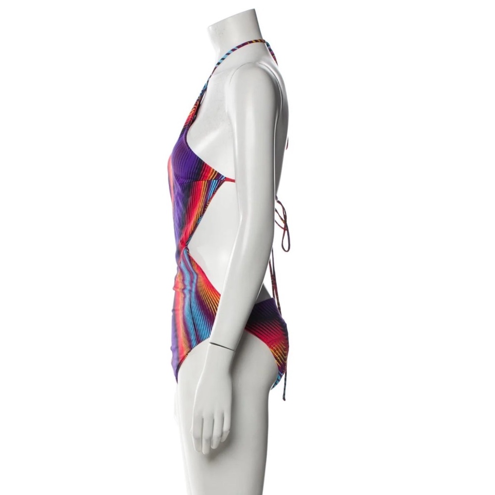 Adriana Iglesias Striped Cutout Accent Colorful Chevron One-Piece Swimsuit - Picture 2 of 3